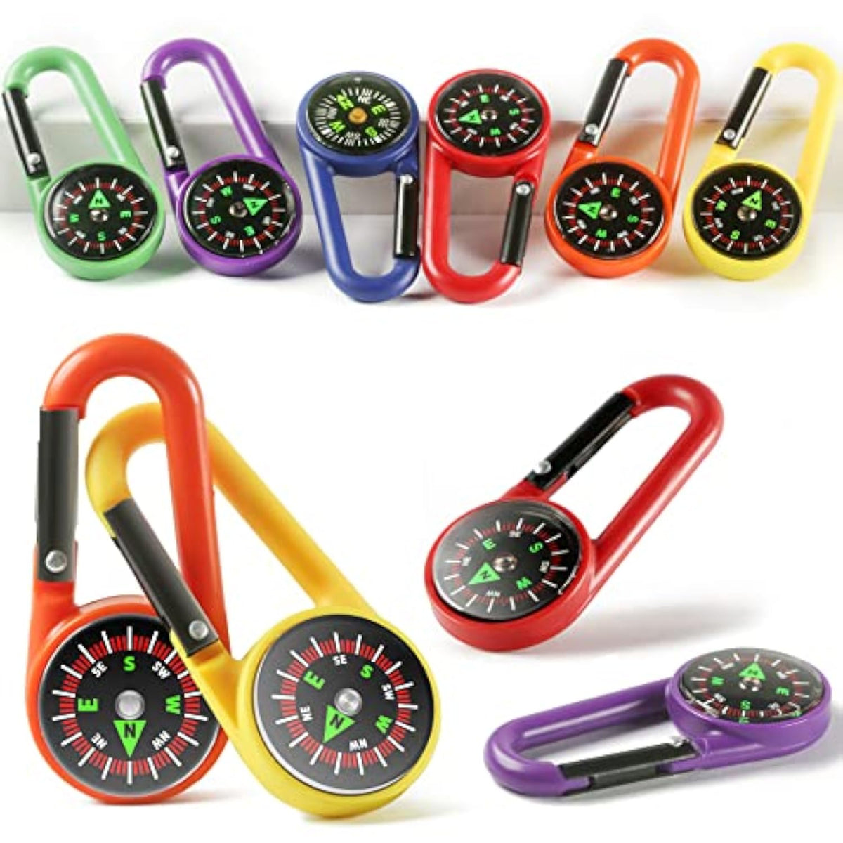 Carabiner Compasses For Kids Toy Compass Belt Clips School Prizes Party Favors 24 Pack