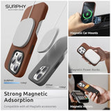 Designed For Iphone 16 Pro Leather Case Compatible With Magsafe, Faux Leather Phone Case (Metallic Buttons, Microfiber Lining) For 16 Pro 6.3 Inch 2024, Brown