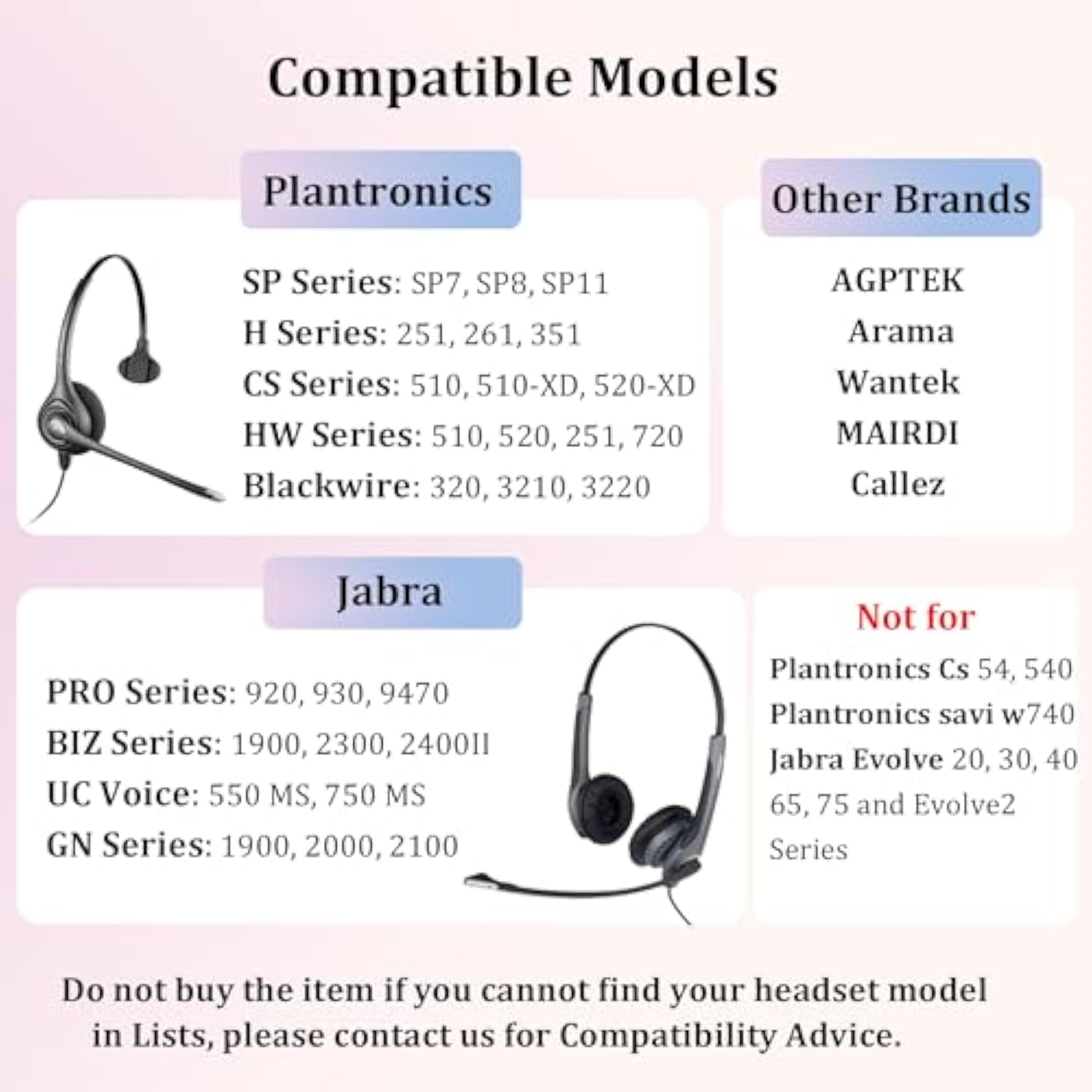 Ear Cushions For Plantronics Headset Replacement Foam Ear Pads For Plantronics Hw251N Hw261N Hw510 Hw520 Blackwire C320 3210 3220 3320 Jabra Pro 920 Biz 2300 Gn2000 Headphones (10 Pack)