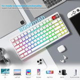 75% Wireless Mechanical Gaming Keyboard With Knob & Dot-Matrix Display Bluetooth5.0/2.4Ghz/Usb C Thocky Creamy Keyboard For Pc Computer, 8000Mah Battery Jelly Key Board For Win/Mac (Mt75-White)