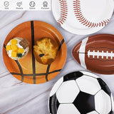 96-Piece Sports Theme Birthday Party Supplies - 9 Inch Disposable Football, Baseball, Basketball, Soccer Tableware Plates For Sports Ball Theme Party & Gameday Decorations
