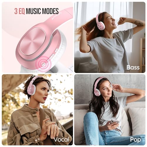 Wireless Bluetooth Headphones Over Ear, 80H Playtime, 3EQ Sound Modes, HiFi Stereo Headphones with Deep Bass, Foldable Bluetooth 5.3 Headsets for