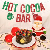 Red & Green Glitter Hot Cocoa Bar Banner Winter Holiday Party Decor