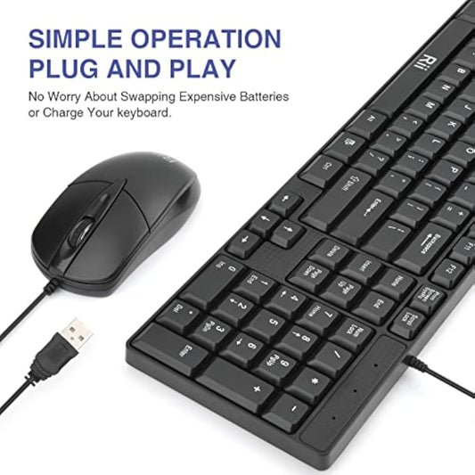 (10Pack) Wired Keyboard And Mouse, Rk203 Ultra Full Size Slim Usb Basic Wired Keyboard Mouse Combo Set With Number Pad For Computer,Laptop,Pc,Notebook,Windows