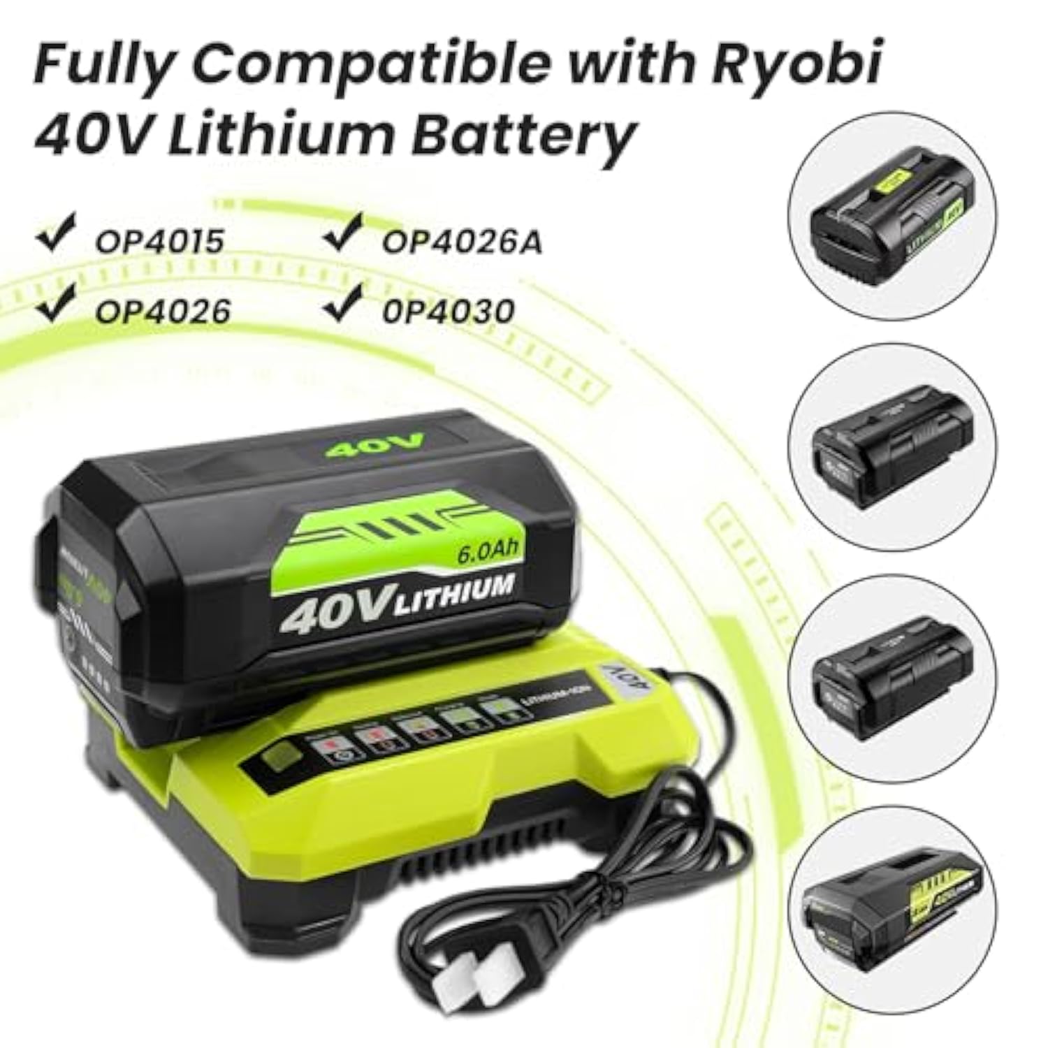 6000Mah Op40601 Battery Replacement For Ryobi 40V Battery Op4050A Op4040 Op4030 Op4026A Op40201 Zrop4026 Battery Compatible With Ryobi Battery 40 Cordless Power Tool Ry40180 Ry40200 Lithium Battery