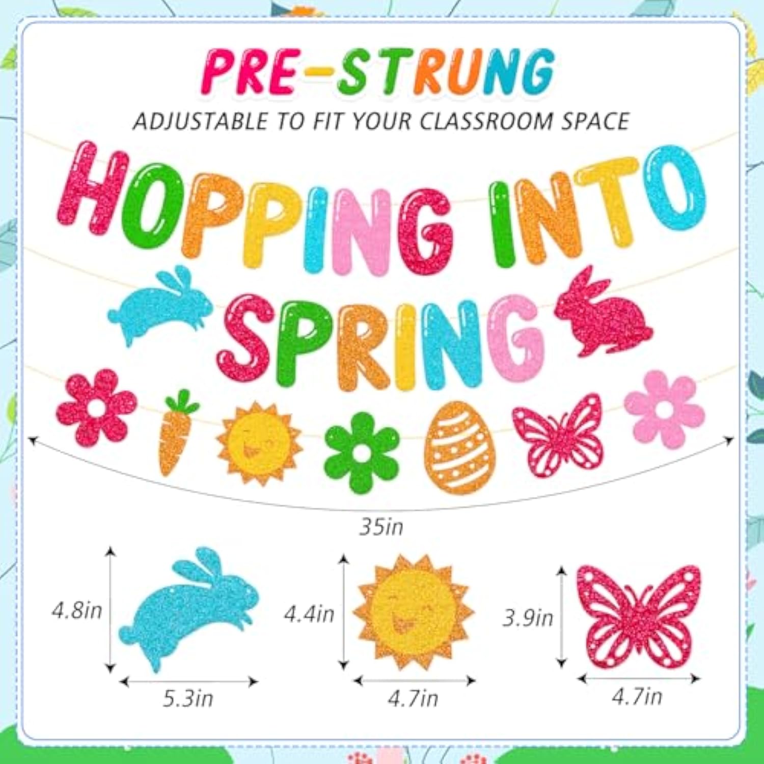 Hopping Into Spring Banner School Classroom Spring Party Decorations For Student Children Teacher Celebrating Happy Spring Party Supplies