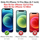 iPhone 12 Pro Max Case with Camera Cover Screen Protector Kickstand Blue