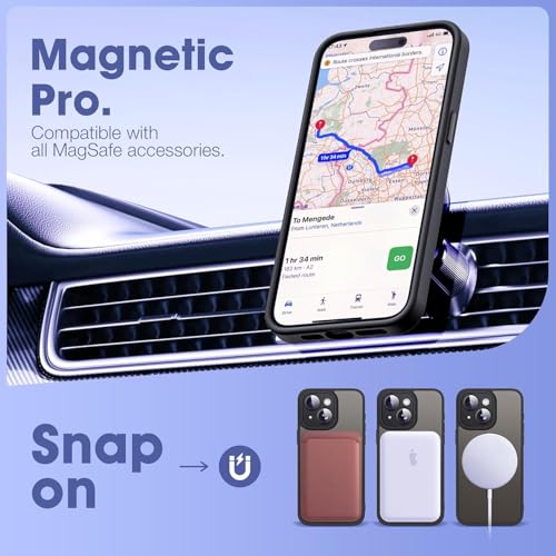 Privacy Case for iPhone 15,Magnetic iPhone 15 Phone Case with Privacy Screen Protector X2 & Camera Protector [Compatible with MagSafe],Translucent