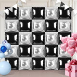Black Silver Square Balloon Wall 25pcs Double Sided for Party Backdrop Decor