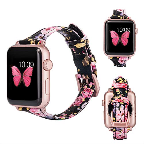 Slim Thin Leather Bands Compatible with Apple Watch Band 38mm 40mm 41mm 42mm 44mm 45mm 46mm 49mm Women Men Strap Wristband Bracelet for iWatch Series