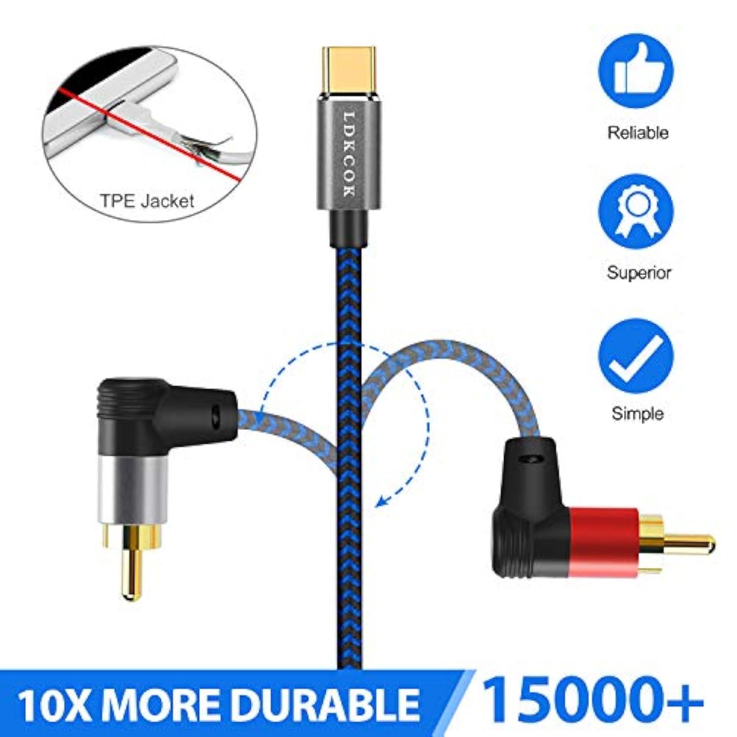 Rca To Usb C Cable 10Ft, Usb C To Rca Audio Cable 10Ft, Phone Laptop To Home Y