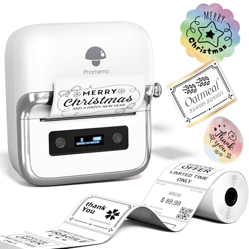 M250 Label Maker Machine With Tape, 3 Inch Label Maker For Address, 2026 Upgrade Portable Barcode Printer For Business, Home, Logo Label, Sticker Printer For Phones & Pc, With 1 Roll Label