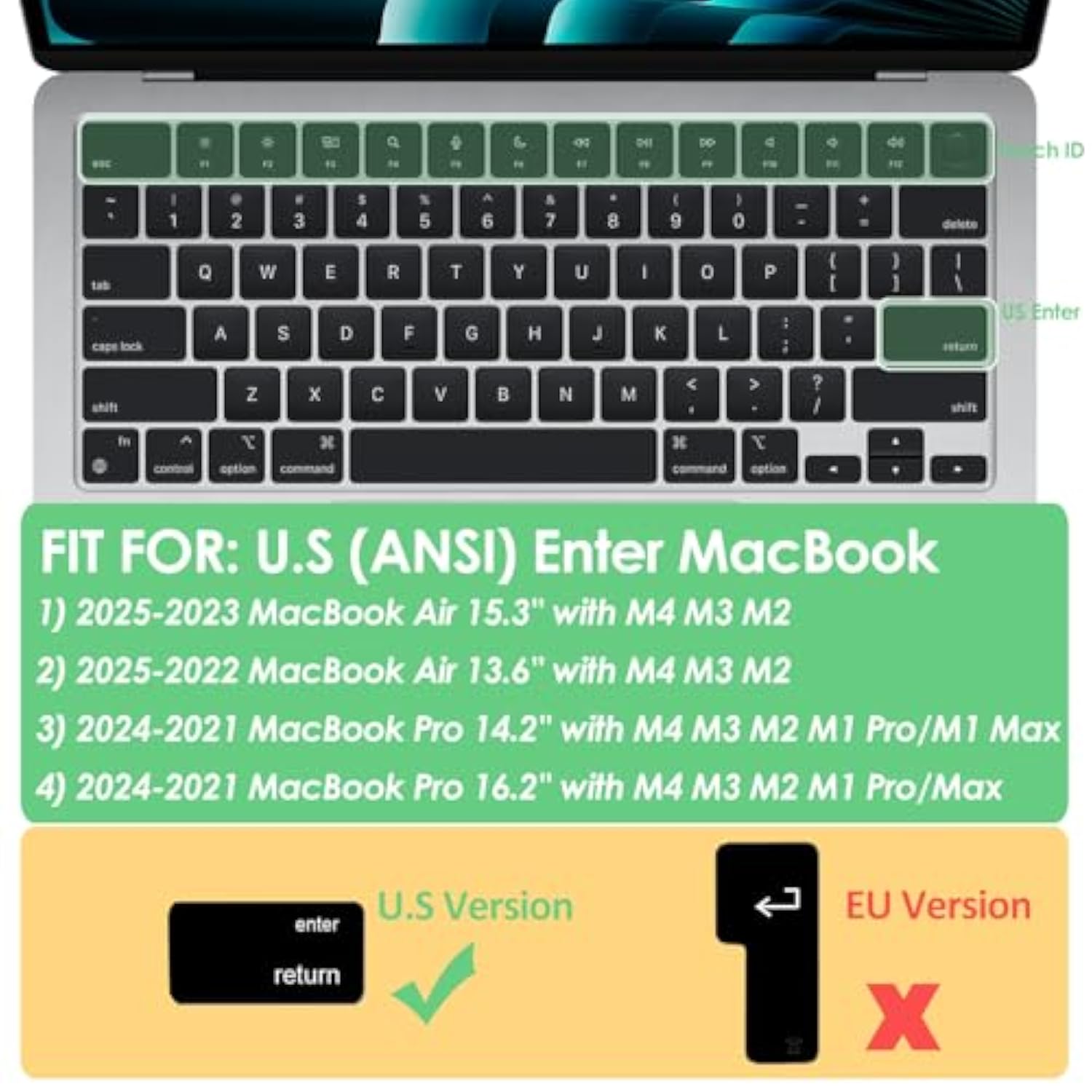 Keyboard Cover Skin For 2023 2022 Macbook Air 13.6 Inch 15.3 Inch With M2 Chip