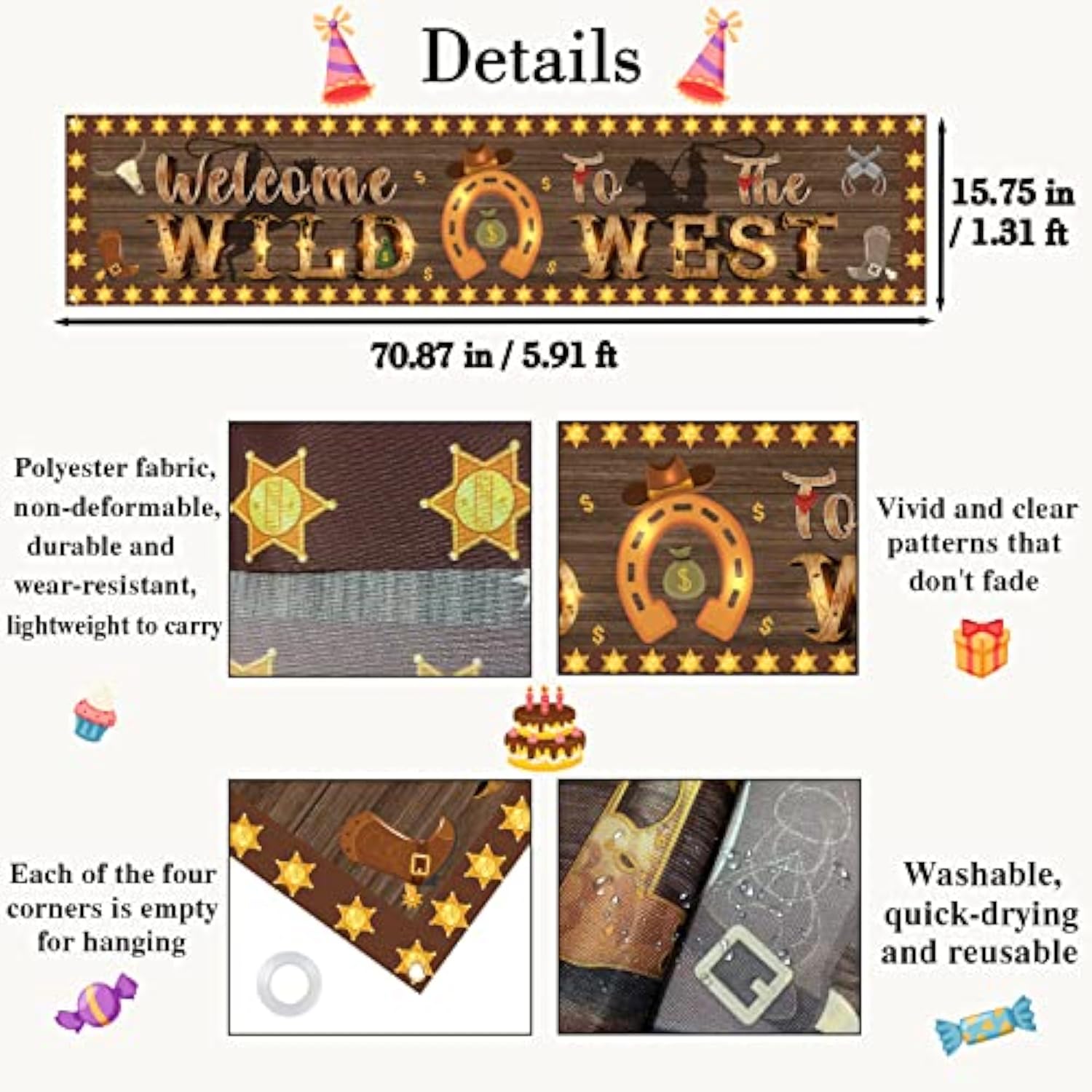 Brown Welcome To The Wild West Banner, Western Cowboy Mexican Theme Banner, Wild West Party Decoration, Western Cowboy Decorations For Party