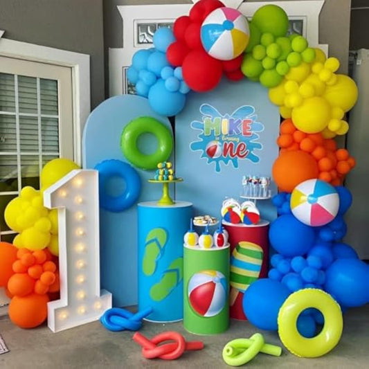Pool Beach Party Decorations 146Pcs Hawaiian Tropical Balloon Garland Arch Kit For Summer Luau Hawaiian Birthday Party Supplies