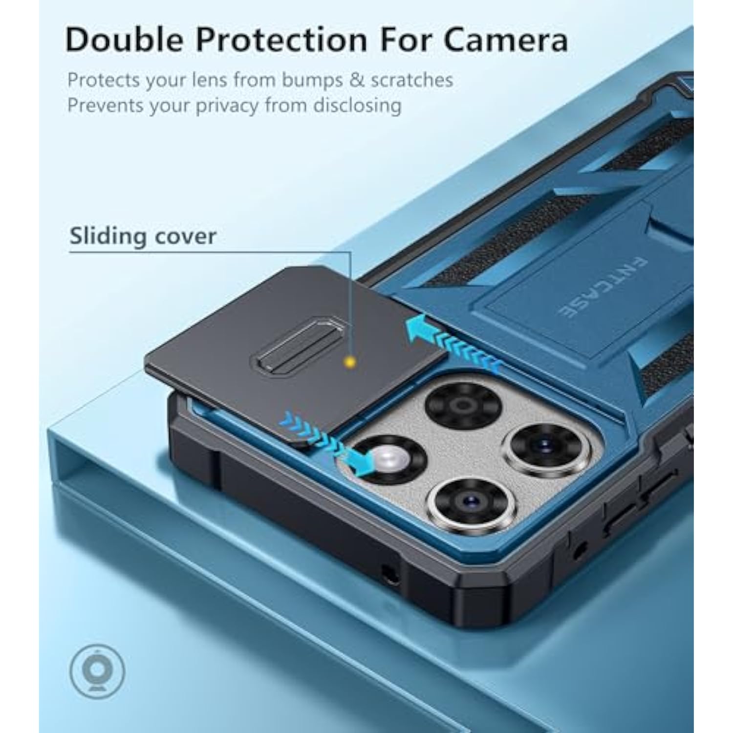 For Motorola Moto-G Stylus-5G-2025 Case: Military Grade Dropproof Cell Phone Cover With Kickstand & Slide | Heavy Duty Rugged Phonecase Bumper Textured Protector(Blue)