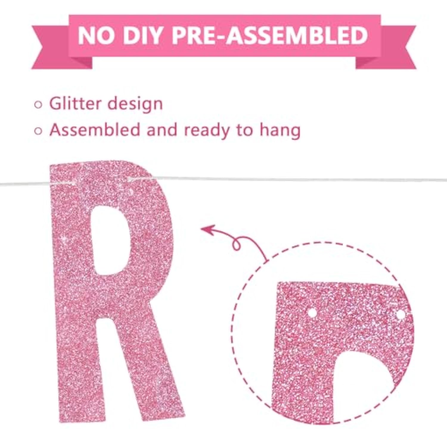 Pink You're Like Really Pretty Glitter Banner Pre-Strung Mean Girls Party Decor