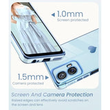 For Motorola Moto-G-5G-2024 Case With 2X Screen Protector, For Girl Women Cute Girly Love-Heart Luxury Gold Soft Cover Camera Protection Bumper Silicone Shockproof Phone Case For Moto G 5G 2024(Blue)