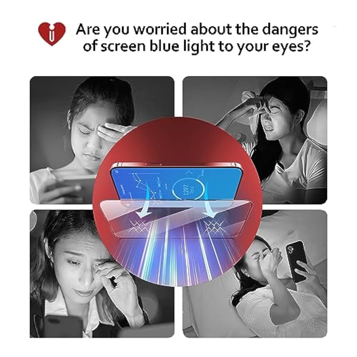 iCarez Anti-Blue Light Tempered Glass Screen Protector for iPhone 15 6.1-inches 2023 [2-Pack] Tray Installation (Case Friendly) Easy Apply