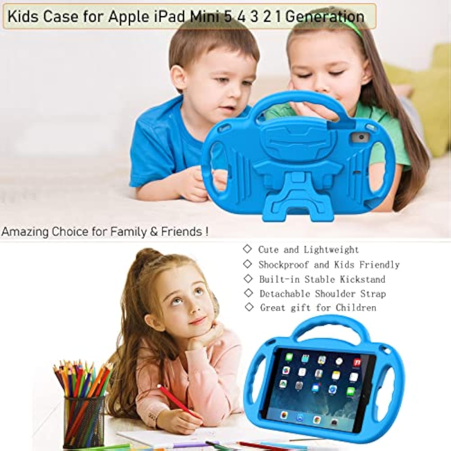Kids Case For Ipad Mini 5/4/3/2/1, Ipad Mini 7.9 Inch Case With Shoulder Strap