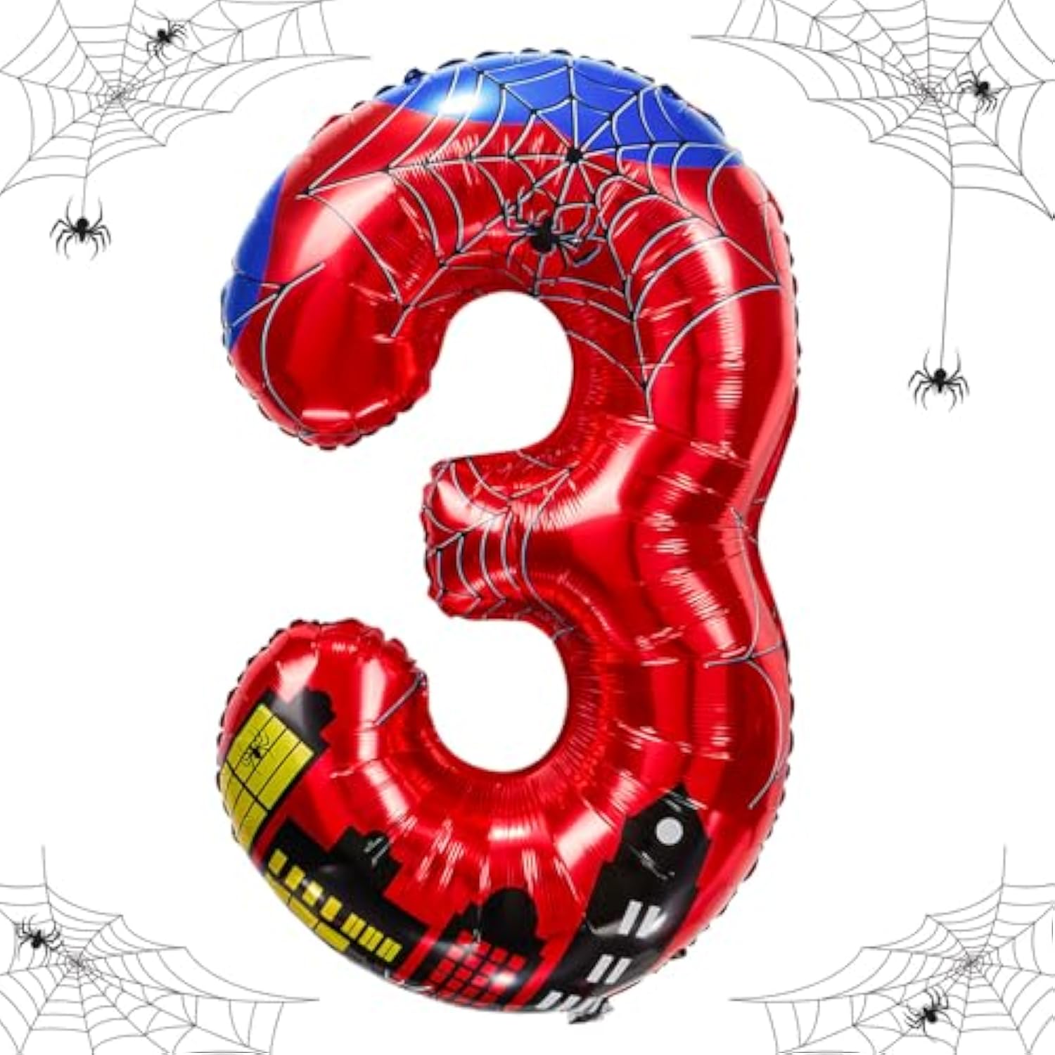 40 Inch Spider Theme Number Foil Balloons, 1-9 for Kids' Birthday Party Decor