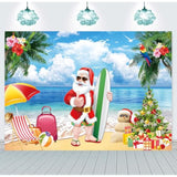 July Christmas Party Decorations Kit, Christmas Balloon Arch Garland Kit with Red Green Golden Candy Balloons, Summer Hawaiian Xmas Backdrop Banner,Tropical Beach Xmas Party Decors Supplies