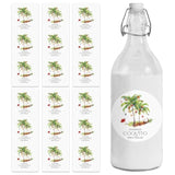 100 Pcs Coquito Labels For Bottles 2.3" Coquito Bottle Sticker Labels With Graphic Of Coconut Palm Tree For Home Holiday Christmas New Year Party Supply(Round)