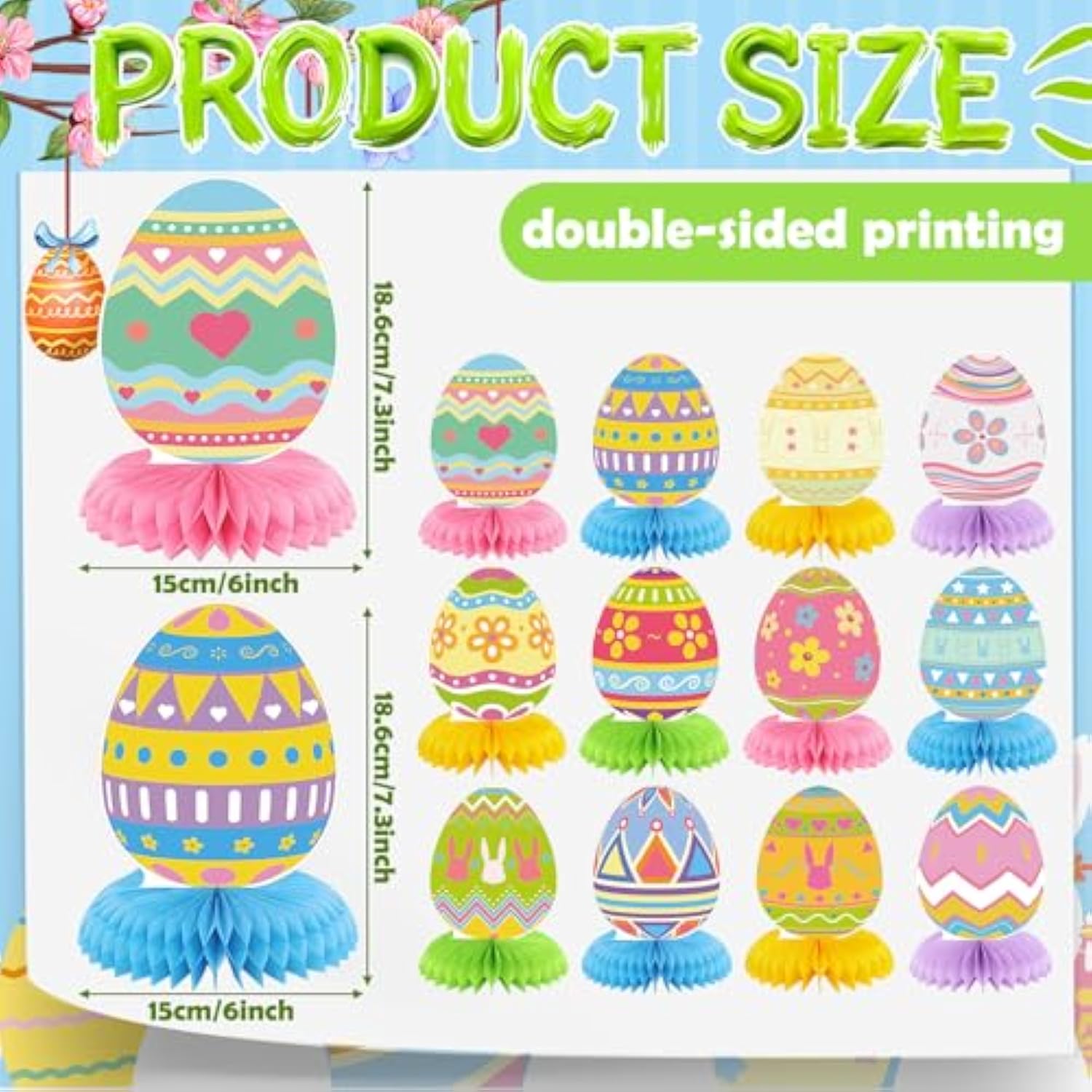 12 Pcs Happy Easter Honeycomb Centerpieces For Tables 3D Easter Rabbit Egg Bunny Centerpiece Table Decorations For Spring Holiday Birthday Photo Prop Party Supplies Tiered Tray Decor