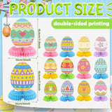 12 Pcs Happy Easter Honeycomb Centerpieces For Tables 3D Easter Rabbit Egg Bunny Centerpiece Table Decorations For Spring Holiday Birthday Photo Prop Party Supplies Tiered Tray Decor