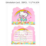 20Pcs Hello Cat Kitty Birthday Party Invitations Hello Cat Kitty Birthday Party Supplies Decoration (20Pcs)