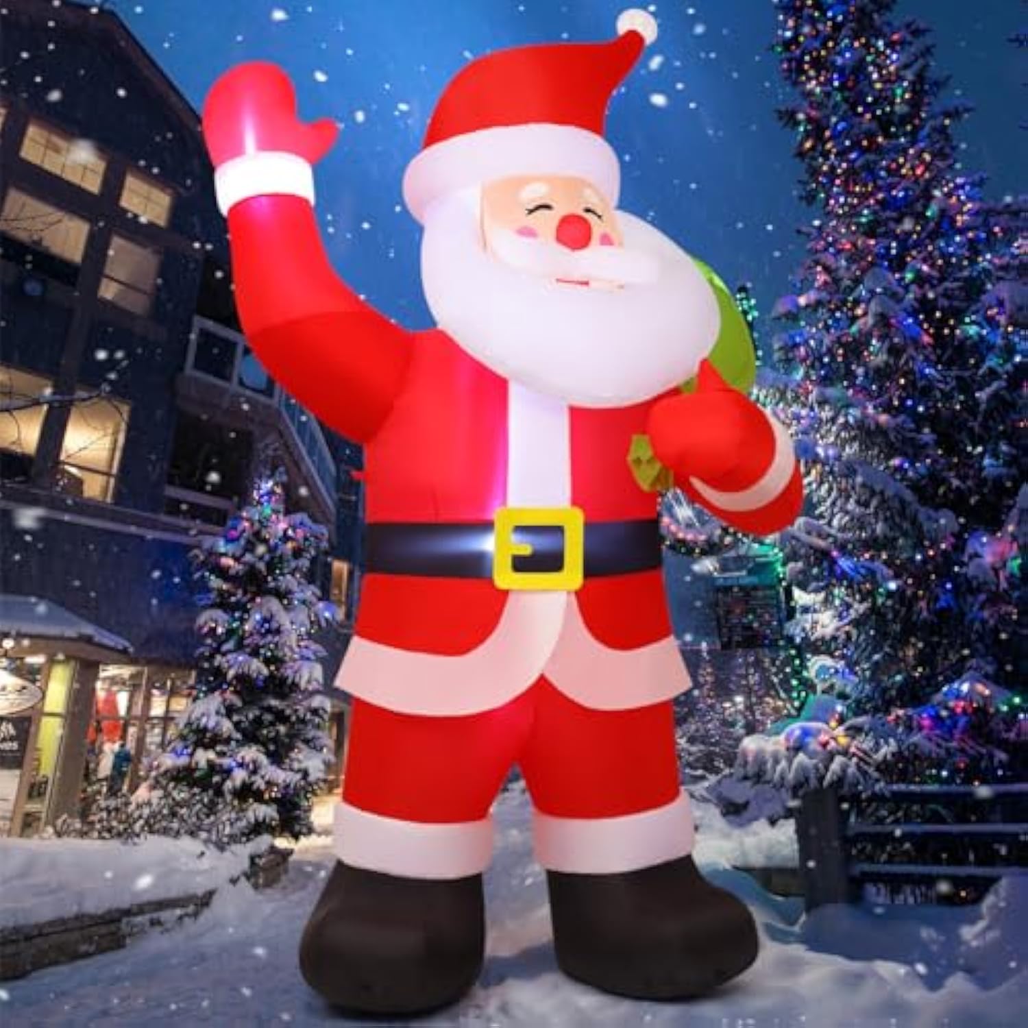 9 Ft Animated Christmas Decorations Santa Inflatables, Outdoor Christmas Santa Claus Carry Gift Bag&Shaking Hand Blow Up