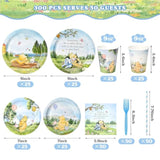 300 Pcs Winnie Bear Baby Shower Plates And Napkins Tableware Set, Plates Napkins Cups Straws And Forks Sets, Winnie Baby Shower Decorations Birthday Party Supplies, Serves 50 Guests