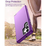 For Samsung Galaxy S22 Ultra 5G Case, Cover 3 In 1 Full Body Heavy Duty Protection Hybrid Shockproof Tpu Bumper Three Layer Protective Case For Samsung Galaxy S22 Ultra 6.8 Inch, Purple