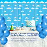 Blue Sky White Clouds Birthday Party Tinsel Fringe Curtains 3-Pack