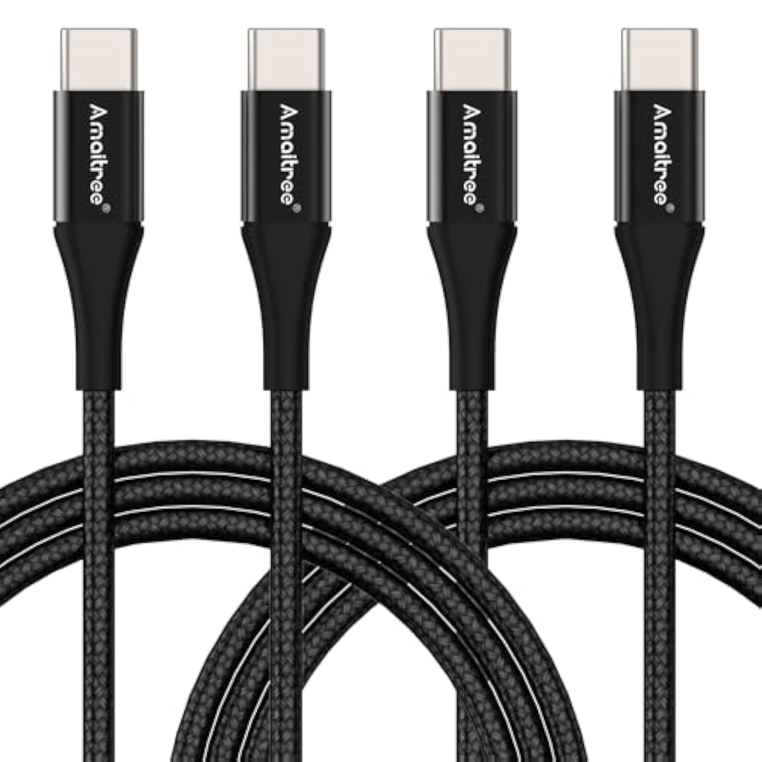 Usb C To Usb C Cable 4Ft, 2-Pack 60W Fast Charging Usb-C To Usb-C Woven Cord,Car Play Charging Braided Cable For Iphone 16/15 Series,Samsung Galaxy S24/S23/S22/Ipad Pro 2021/Ipad Air 4-Black
