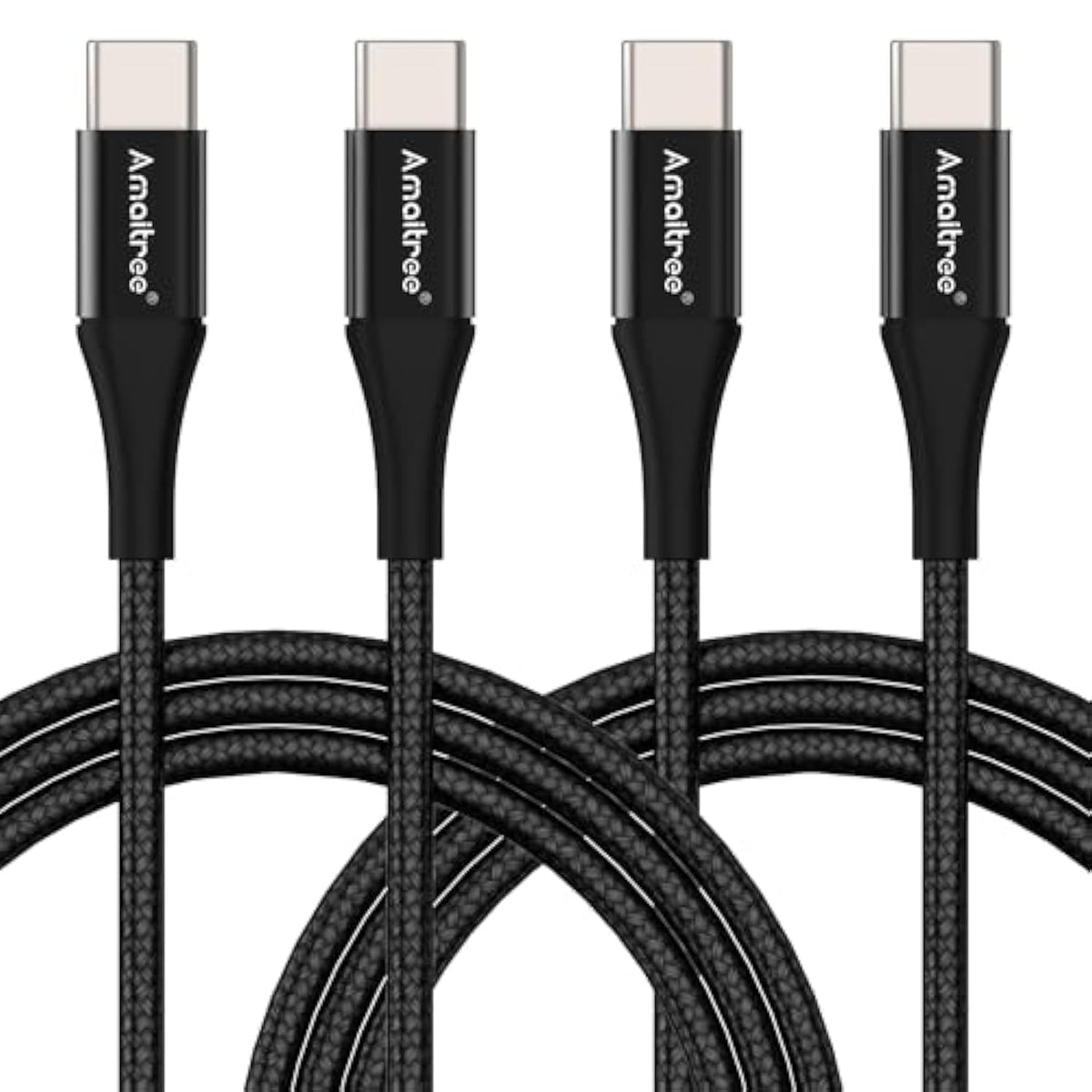 Usb C To Usb C Cable 4Ft, 2-Pack 60W Fast Charging Usb-C To Usb-C Woven Cord,Car Play Charging Braided Cable For Iphone 16/15 Series,Samsung Galaxy S24/S23/S22/Ipad Pro 2021/Ipad Air 4-Black