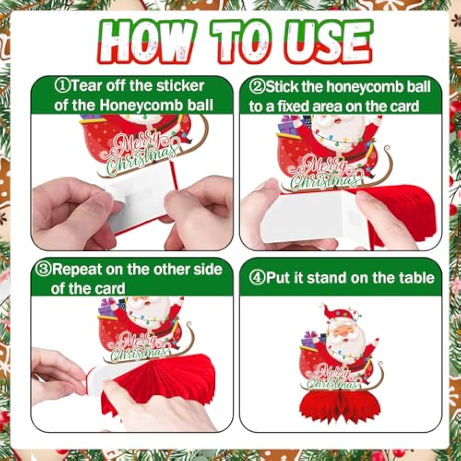 9pcs Christmas Honeycomb Table Centerpieces Party Decorations