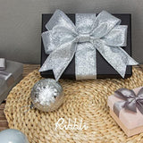 Silver Glitter Wired Ribbon,Silver Ribbon With Metallic Edge,Christmas