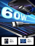 PD 60W Short USB C Cable (2 Pack), Keychain 6 Inch USB C Cable/Nylon Braided Type C to Type C Cables/Fast Charging Cables for 1Phone17/16/15 Series,