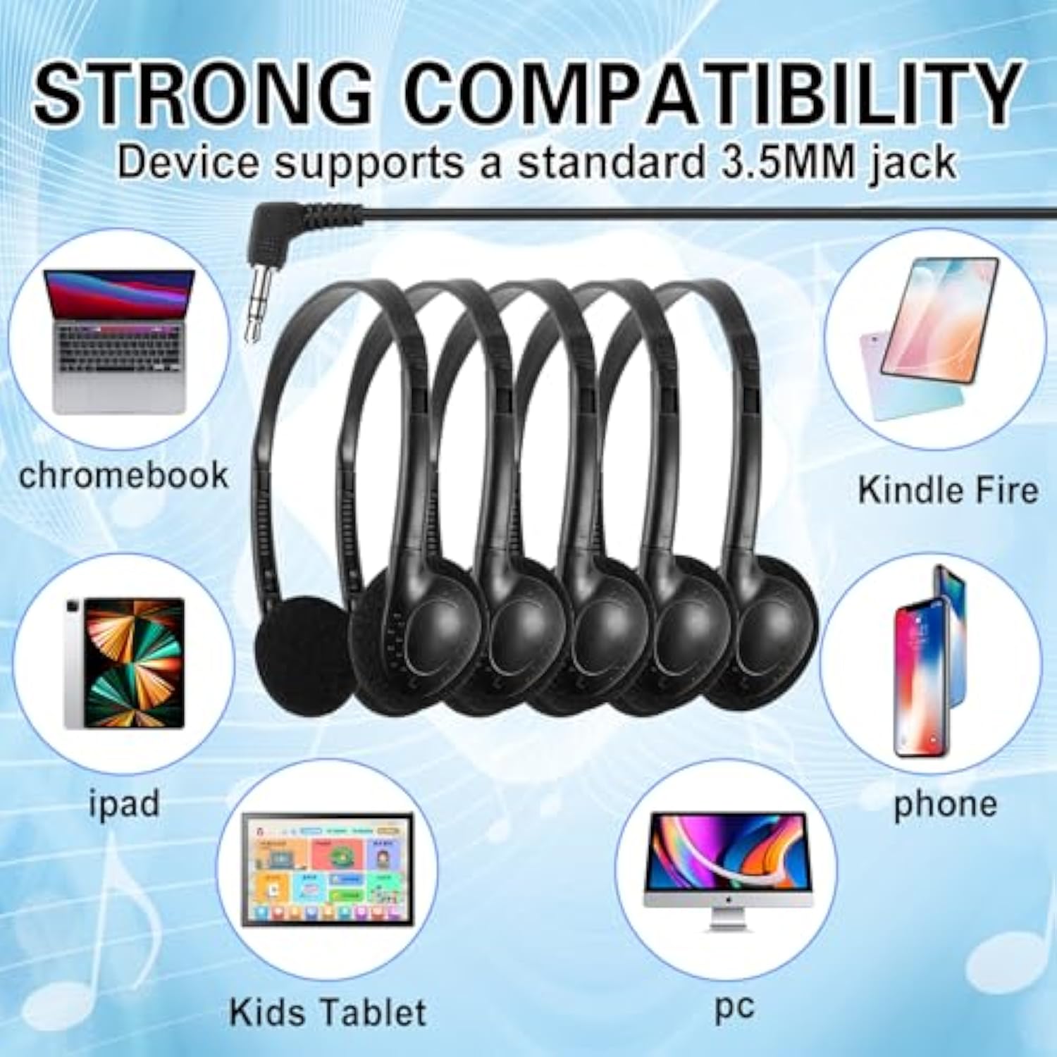 10 Packs School Headphones Bulk For Classroom Students Kids Children Toddler B