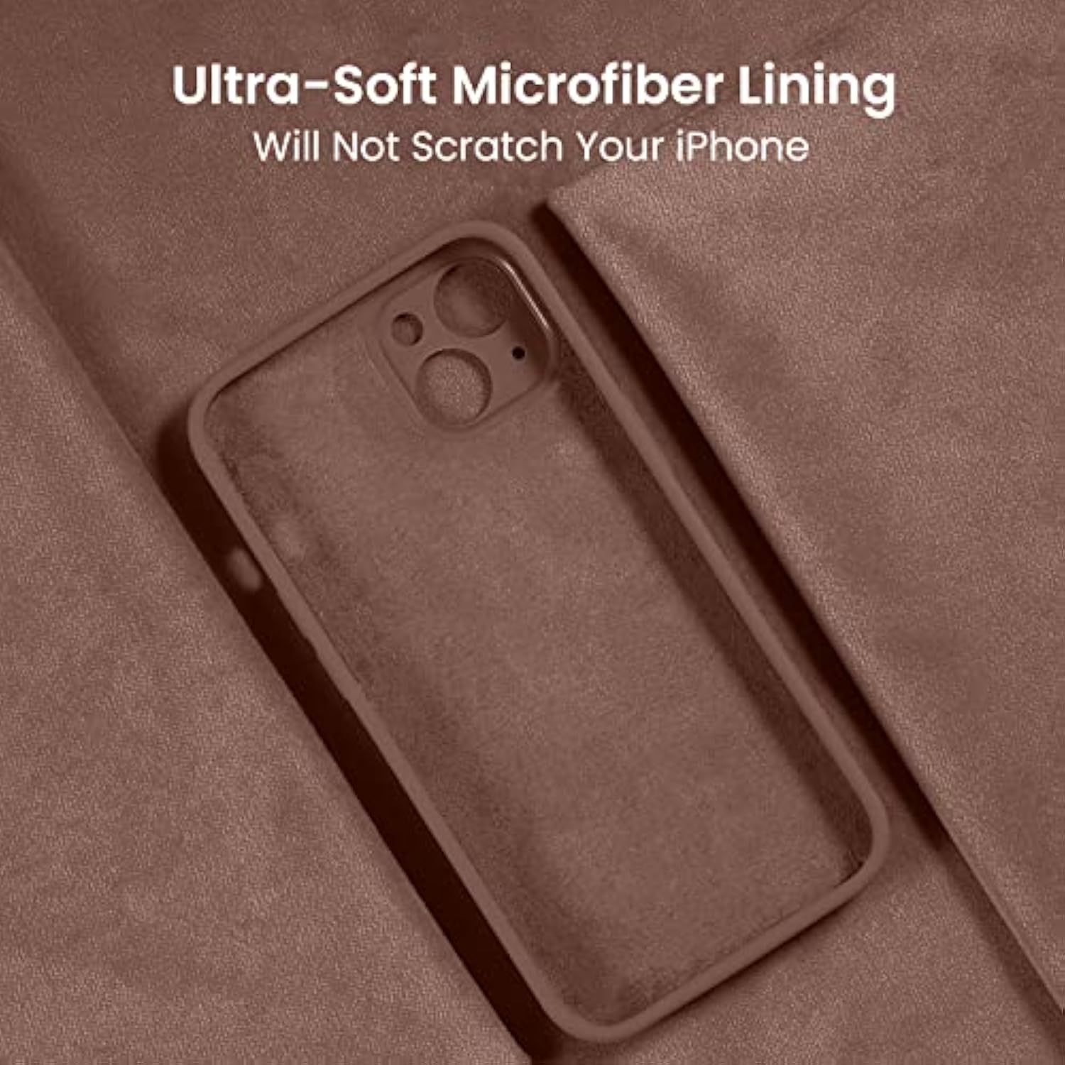 iPhone 13 Silicone Case w Camera Protection & 2 Screen Protectors Brown
