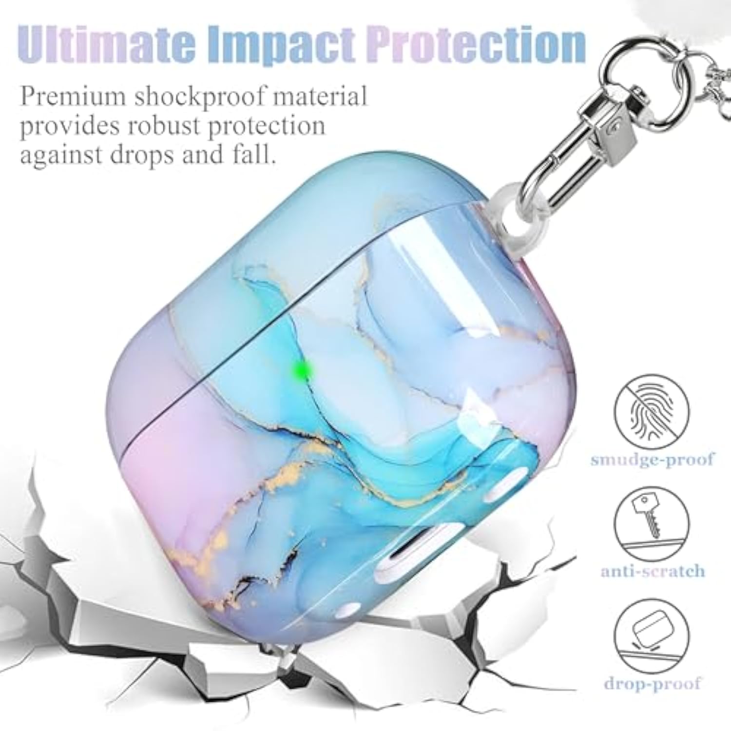 Marble Case For Airpods 4 Cute Aesthetic Cover Compatible With Air Pods 4St Generation (2024) Shell For Girls Pink Blue