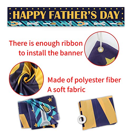 Happy Father’s Day Large Banner, Father’s Day Lawn Sign Porch Sign, Father’s Day Party Decorations, Indoor Outdoor Backdrop 8.9 x 1.6 Feet –Yellow Fonts