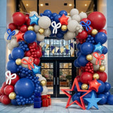 Patriotic Balloon Garland Kit – Red, White, Blue & Gold with Stars for Party Decor