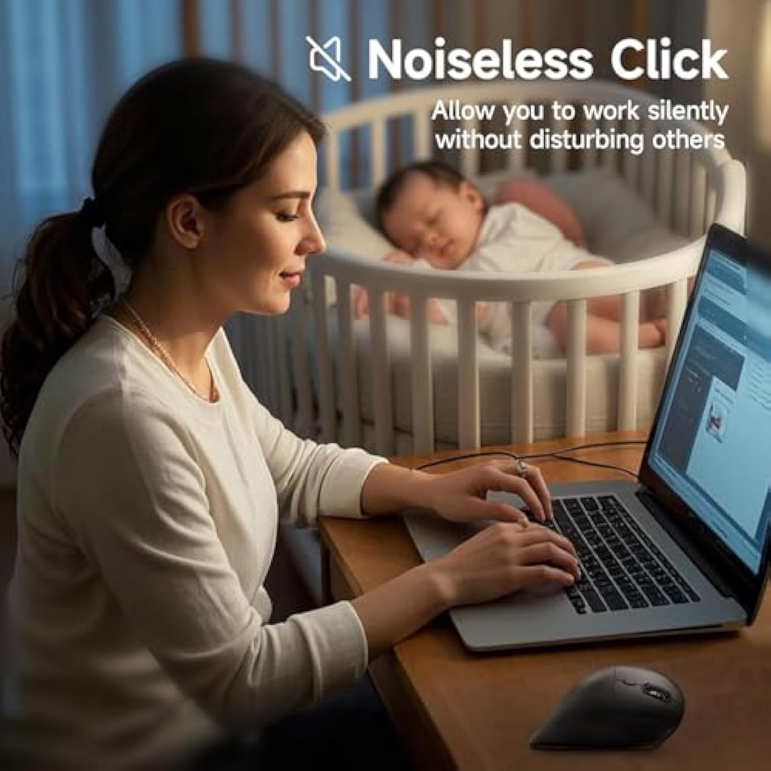 Multi Device Ergonomic Vertical Mouse, Silent Click, 5 Programmable Buttons, 2 Bluetooth 5.0 + 2.4G Wireless Ergo Mice For Medium Large Hands, Compatible With Windows, Mac Os, Laptop, Pc, Black