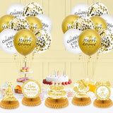 Retirement Honeycomb Centerpieces with 8 Table Toppers & Paper Clips Large Gold White Double Sided Cardstock Happy Farewell Party Decorations Going Away Supplies for Women Men Coworker Boss