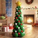 139Pcs Christmas Tree Balloon Arch Garland Kit with Dark Green Red White Gold Star Balloons for Xmas Birthday Supplies, Christmas Party Decoration, Holiday Balloon Garland