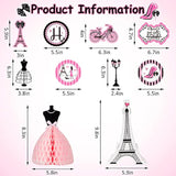 Paris Birthday Party Decorations Set, Eiffel Tower Themed Decoration For Oh La La Baby Shower, Paris Banner Honeycomb Centerpiece Cutout Hanging Swirl Decoration For Theme Party Supplies