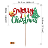 1 Pack Merry Christmas Cake Topper Glitter Lights Gift Box Christmas Tree Cake Pick For Merry Christmas Theme New Year Holiday Kids Birthday Party Cake Decorations Supplies