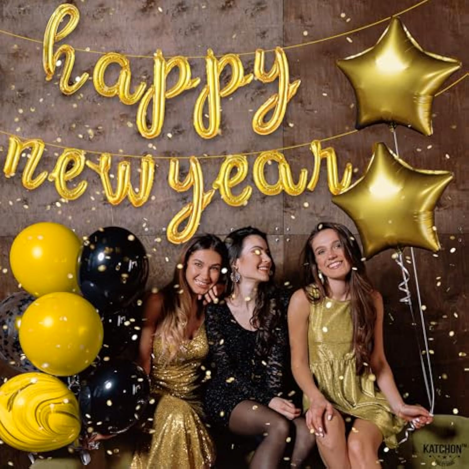 16In Script Gold Happy New Year Balloons NYE Party Decorations 2026